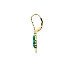 irish gold vermeil shamrock drop earrings with malachite green stones side view