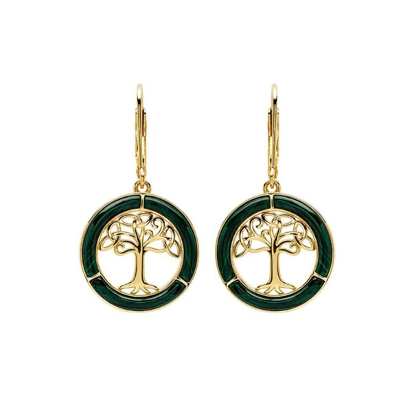 Malachite Tree of Life Earrings