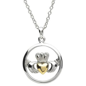 Platinum Plated Claddagh Pendant