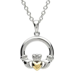 Platinum Plated Claddagh Pendant by Shanore
