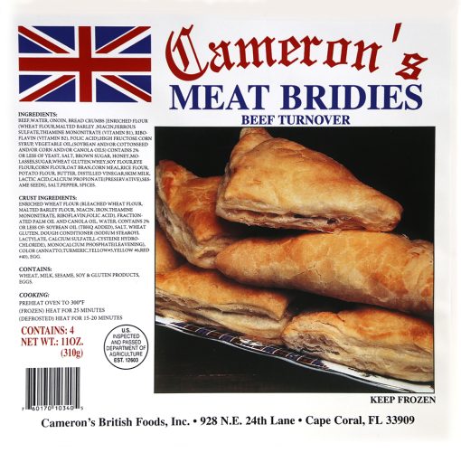 Cameron's Meat Bridies 4 Pack 310g