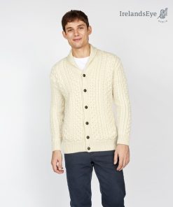 Woodford Aran Irish Cardigan Sweater, Natural
