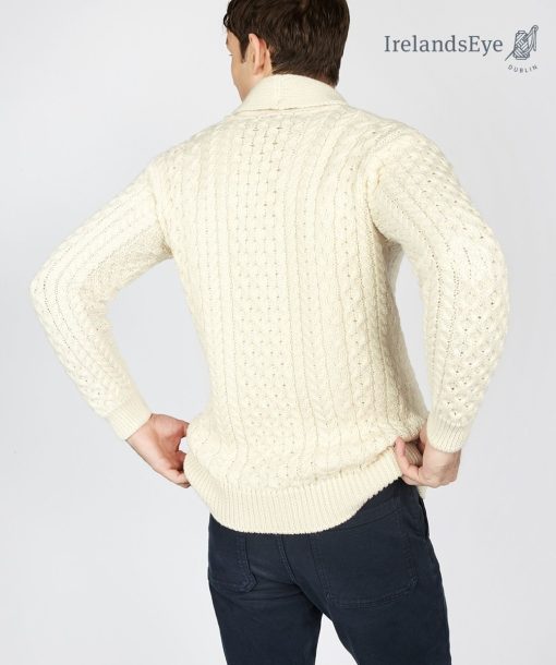 Woodford Aran Irish Cardigan Sweater, Natural - Image 2