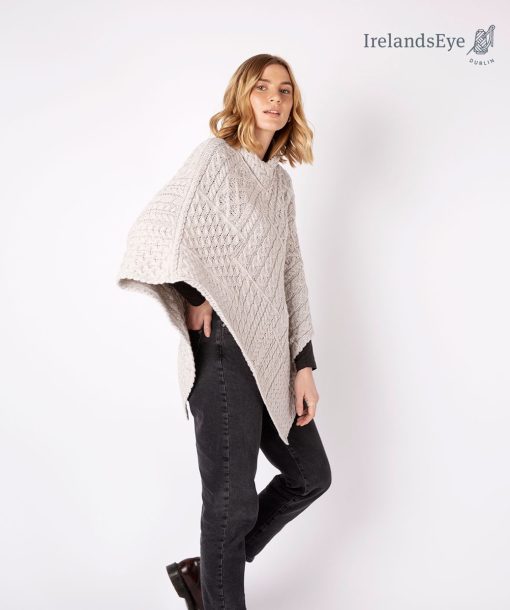 Elm Patchwork Poncho, Silver Marl - Image 3