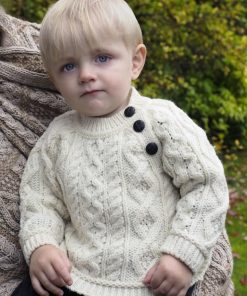 Aran Crafts Merino Wool Baby Crew Neck Sweater, Natural