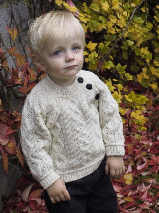 Aran Crafts Merino Wool Baby Crew Neck Sweater, Natural - Image 2