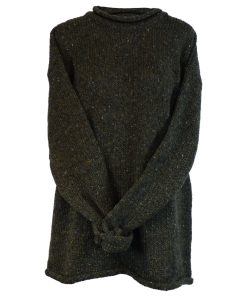 Roll Neck Irish Sweater by Rossan Knitwear, Sage Green