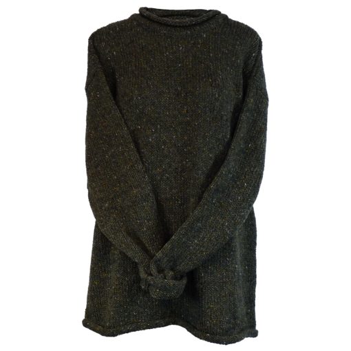 Roll Neck Irish Sweater by Rossan Knitwear, Sage Green