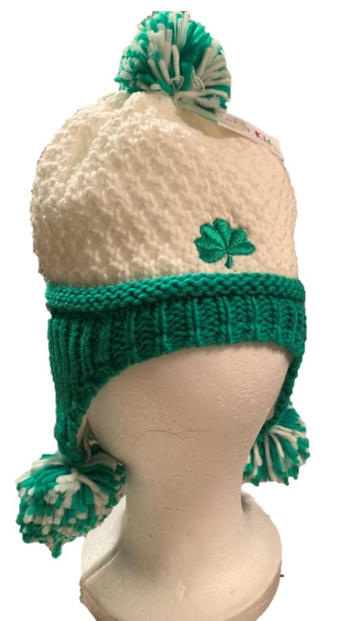 Bridgets of Erin Green and White Knit Cap