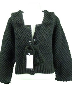 Handknit Vintage Blackberry Stitch Jacket, Black