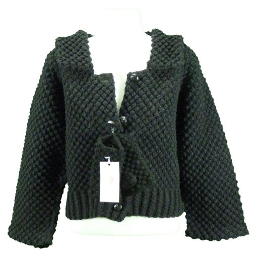 Handknit Vintage Blackberry Stitch Jacket, Black