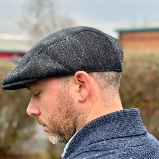 Maccessori Harris Tweed Men's Flat Cap, Charcoal - Image 4