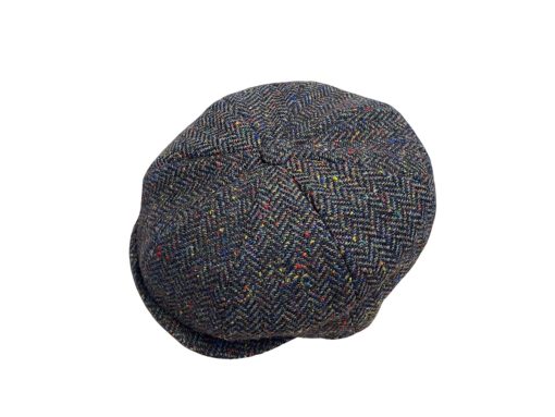Hanna Connery Tweed Cap, Harris Scottish Tweed Herringbone with Colourful Flecks