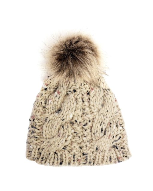 Patrick Francis Speckled Wool Kids Bobble Hat, Oatmeal