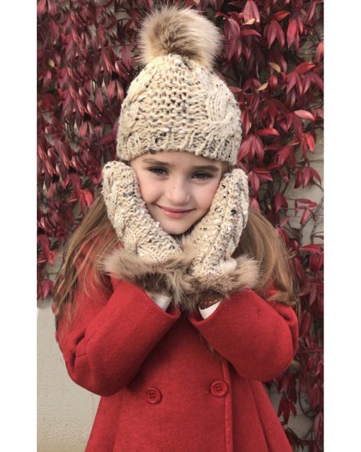Patrick Francis Speckled Wool Kids Bobble Hat, Oatmeal - Image 2