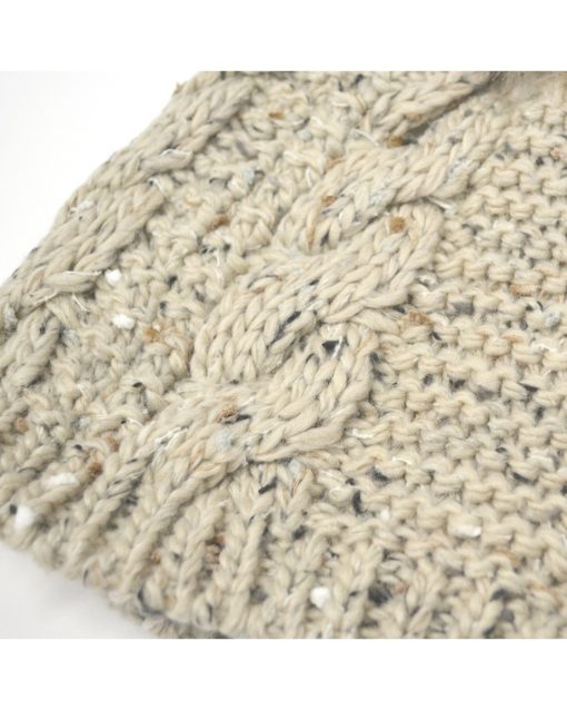 Patrick Francis Speckled Wool Kids Bobble Hat, Oatmeal - Image 4