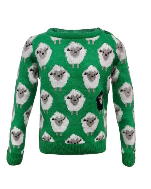 Irish Black Sheep Knit Sweater, Green
