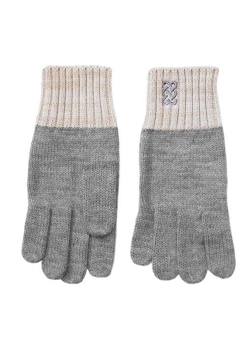 Patrick Francis Sustainable Collection Grey and Cream Melange Rib Knit Gloves