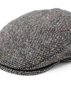 Hanna Vintage Snap Flat Cap, Granite Grey Salt and Pepper