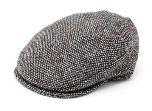 Hanna Vintage Snap Flat Cap, Granite Grey Salt and Pepper