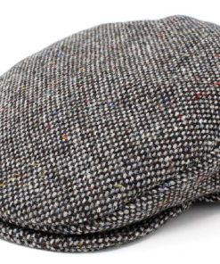 Hanna Vintage Snap Flat Cap, Grey Fleck