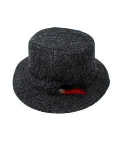 Hanna Hats Harris Tweed Irish Walking Hat, Black/Charcoal