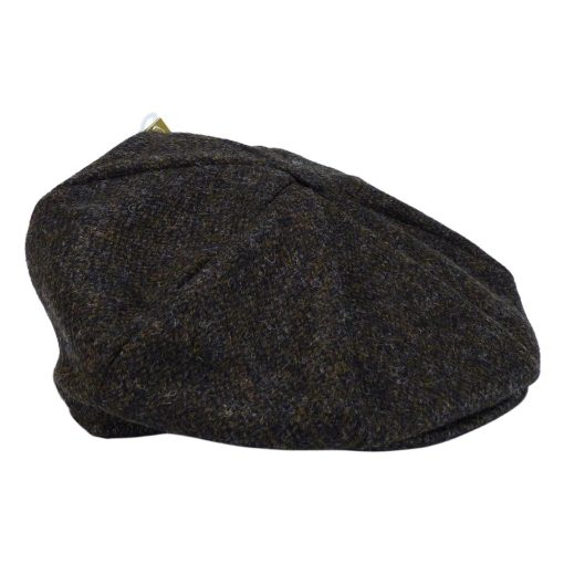 Hanna Harris Tweed Newsboy Eight Panel Cap, Peat Color