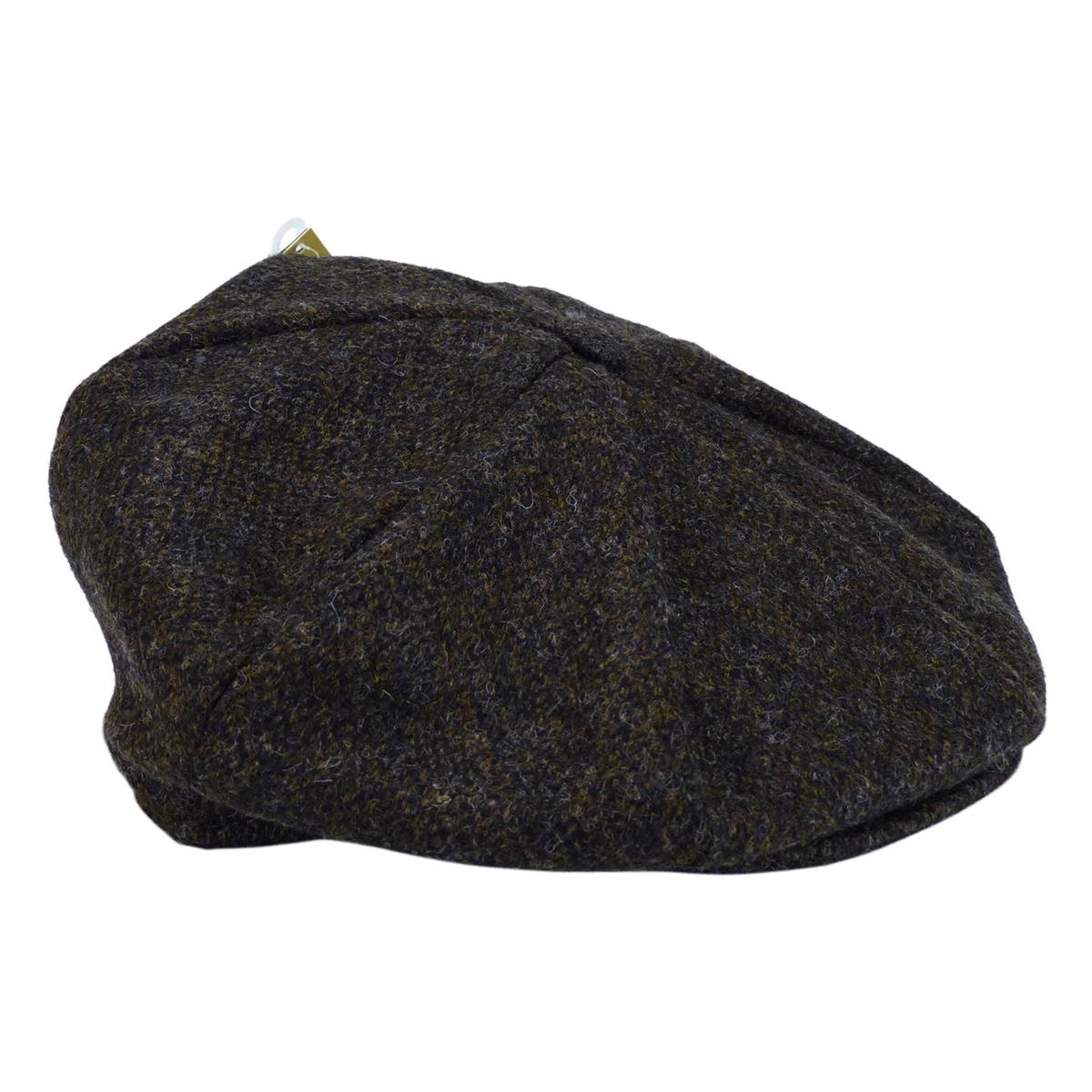 Hanna Harris Tweed Newsboy Eight Panel Cap, Peat Color