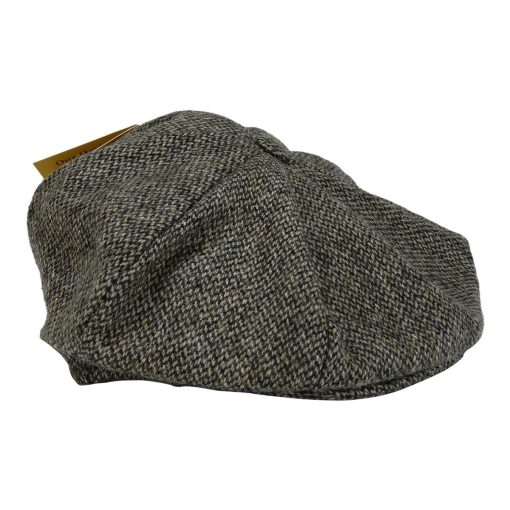 Hanna Newsboy Eight Panel Cap Plain Tweed Black
