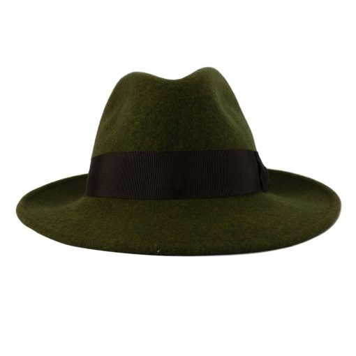Shevlin Loden Wool Mix Deep Crown Trilby, Choc Trim - Image 2