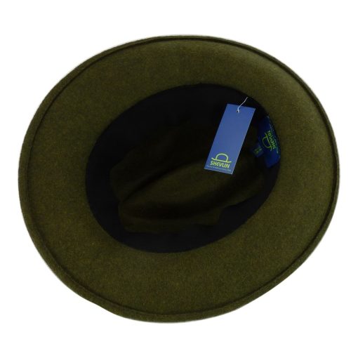 Shevlin Loden Wool Mix Deep Crown Trilby, Choc Trim - Image 3
