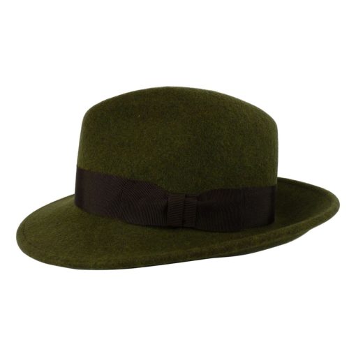 Shevlin Loden Wool Mix Deep Crown Trilby, Choc Trim - Image 4