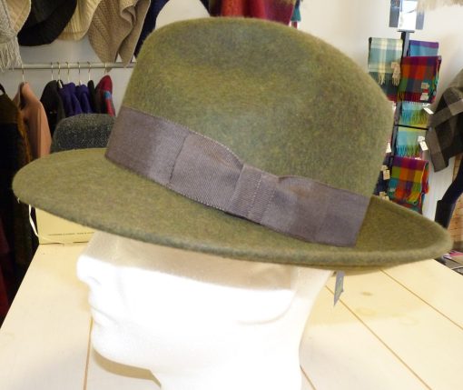 Shevlin Loden Wool Mix Deep Crown Trilby, Choc Trim - Image 5