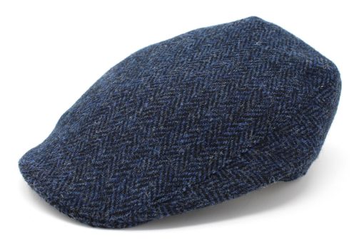 Hanna Donegal Tweed Touring Cap, Classic Blue & Black Herringbone
