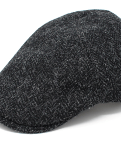 Hanna Hat Erin Cap Tweed, Black Herringbone