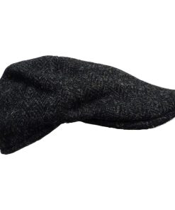 Hanna Hat Erin Cap Tweed, Black Herringbone