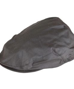 Oxford Blue Wax Flat Cap - BROWN