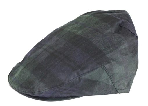 Oxford Blue Tartan Wax Flat Cap - BLACKWATCH