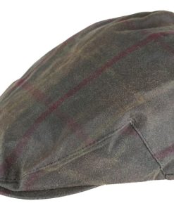 Oxford Blue Tartan Wax Flat Cap - HONEY