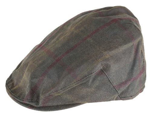 Oxford Blue Tartan Wax Flat Cap - HONEY