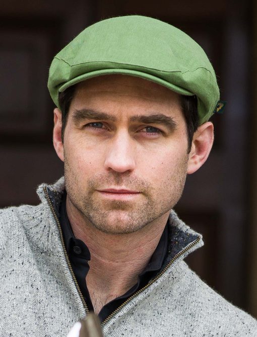 Mucros Weavers Irish Linen Flat Cap, Green - Image 2