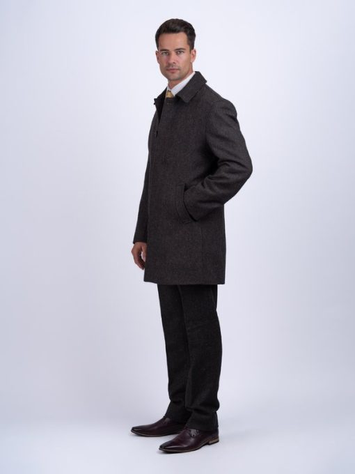 Mens Dublin City Coat, Brown Hopsack - Image 2