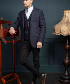 Ryan Dark Navy Classic Fit Tweed Jacket