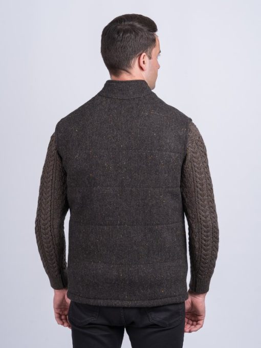 The Balbriggan Irish Tweed Sleeveless Body Warmer Vest - Hopsack Brown - Image 4
