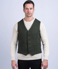 McDonagh Green Herringbone Irish Tweed Waistcoat - Vest