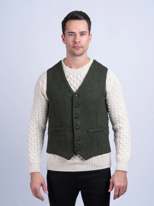 McDonagh Green Herringbone Irish Tweed Waistcoat - Vest