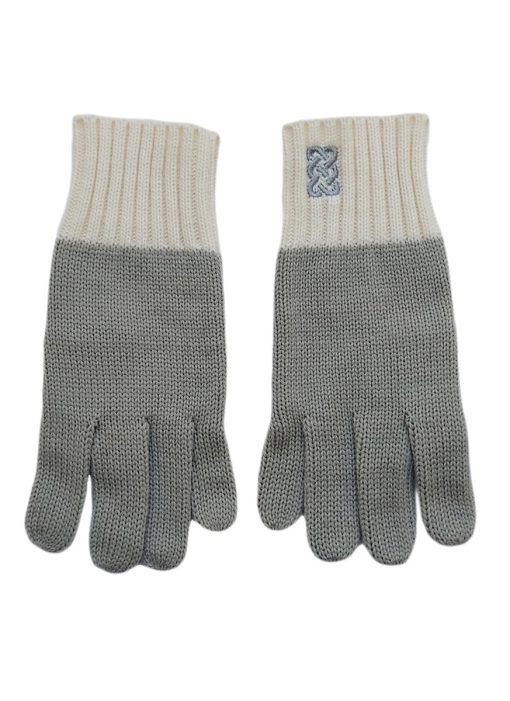 Patrick Francis Sustainable Collection Taupe and Cream Solid Rib Knit Gloves
