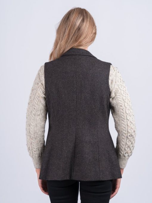 Ladies Irish Tweed Gilet, Brown Vest - Image 3