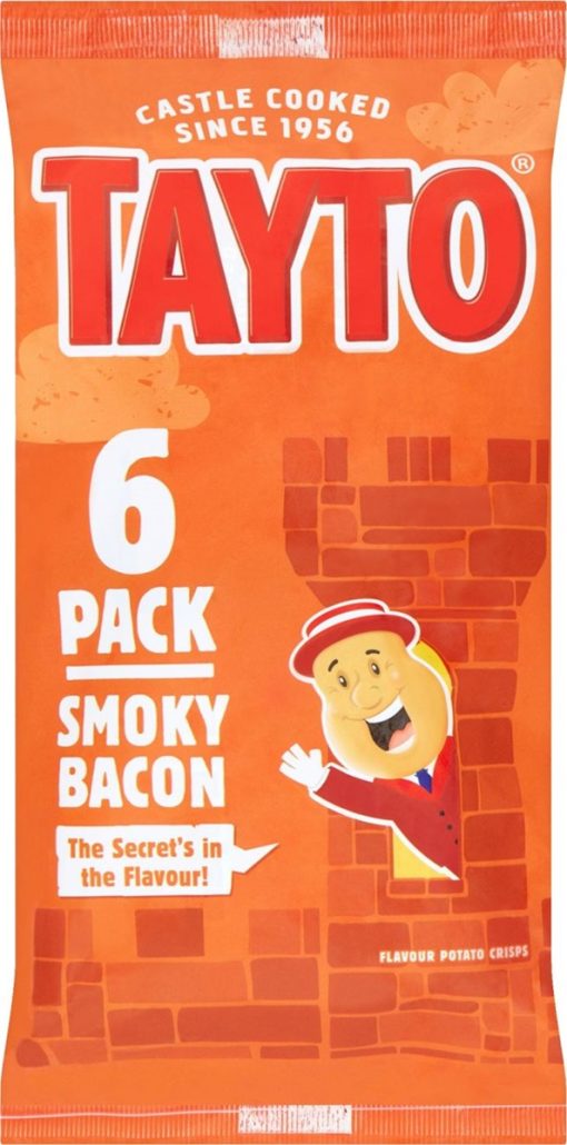 Tayto NI Smoky Bacon Flavour Potato Crisps 6 Pack 150g