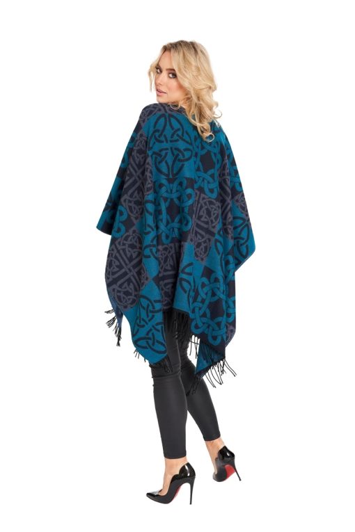 Jimmy Hourihan Fringed Shawl with Celtic Motif, Turquoise - Image 2